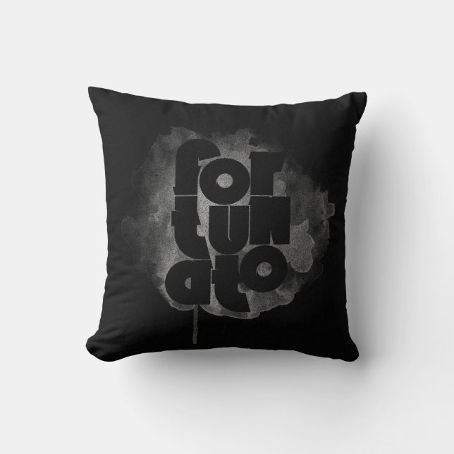 Black and Grey Fortunato Throw Pillow (Front)
