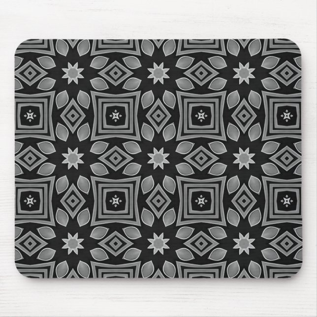 Black and Grey Geometric design Mouse Pad (Front)