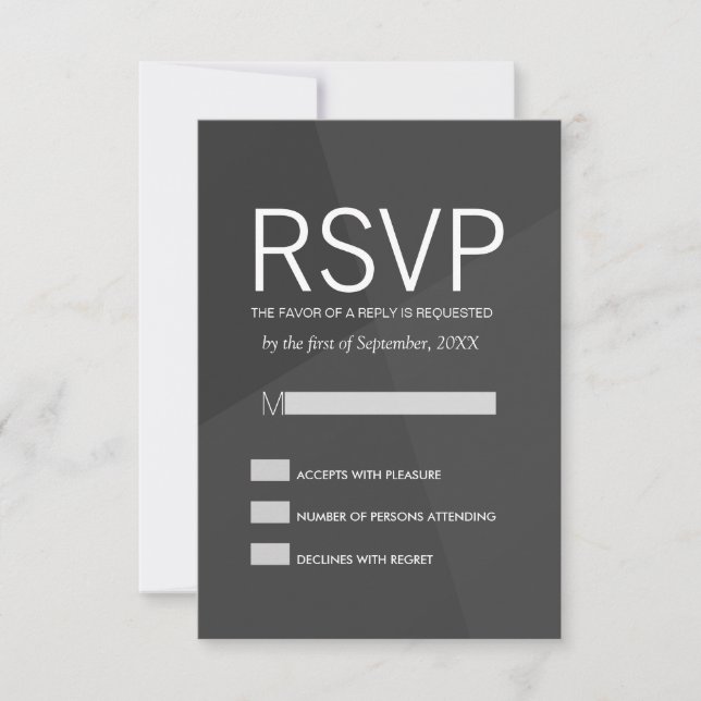 Black and Grey Geometric RSVP Cards (Front)