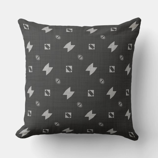Black and  Grey Geometric Throw Pillow (Front)