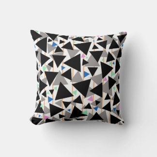 Black And Grey Geometric Triangle Throw Pillow
