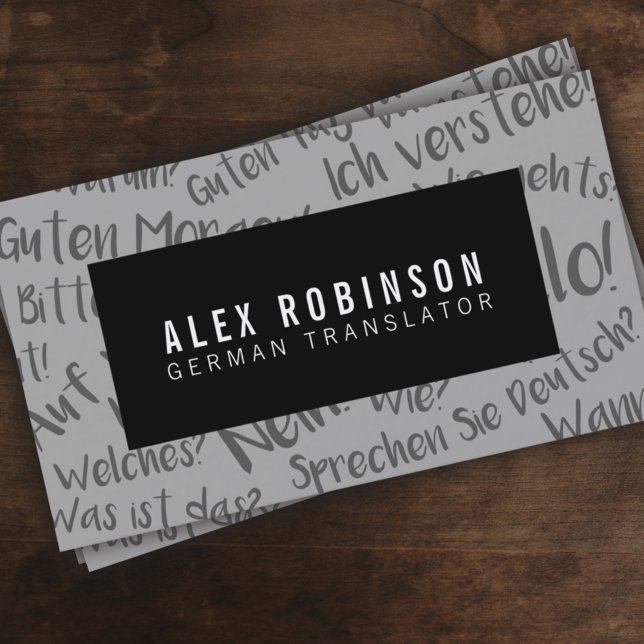 Black and grey german translator business card (Creator Uploaded)