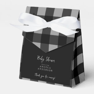 Black and Grey Gingham Shower Thank You Favour Box