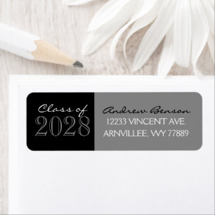 Black and Grey Graduation Return Address Labels