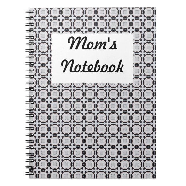 Black and Grey Graphic Pattern Notebook (Front)
