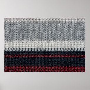 Black and grey knitting wool with red and white st poster