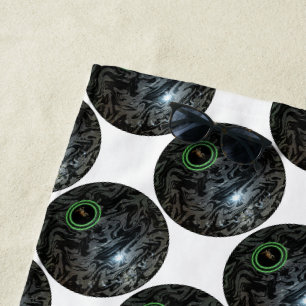 Black And Grey Lawn Bowl, Beach Towel