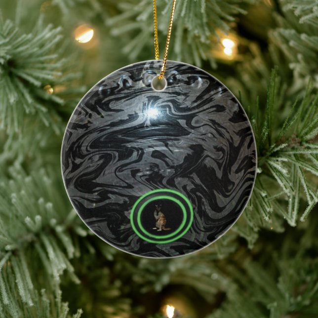 Black And Grey Lawn Bowl, Christmas Tree Ornament (Tree)