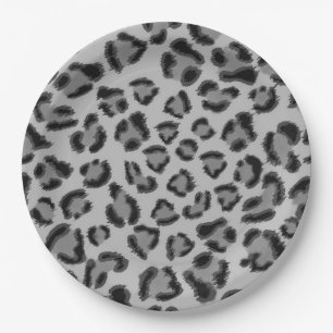 Black and grey Leopard pattern, cheetah pattern Paper Plate