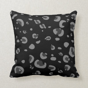Black and Grey Leopard Print Style 019 Throw Pillow