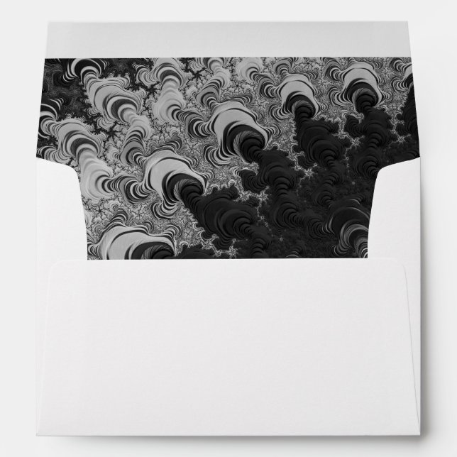 Black and Grey Lined Envelope With Return Address (Back (Bottom))