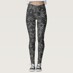 Black and Grey Magic Dragon Scale Fantasy Leggings