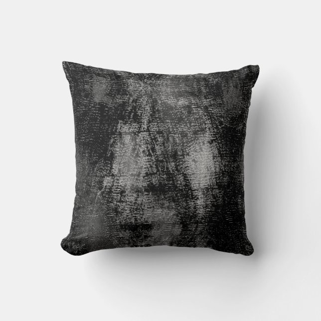 Black and grey material skinned with oil paint throw pillow (Front)