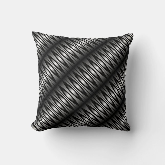 Black and Grey Metallic Look Throw Pillow (Front)