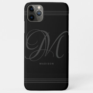 Black and Grey Minimalist Monogram and Name Case-M iPhone 11 Pro Max Case
