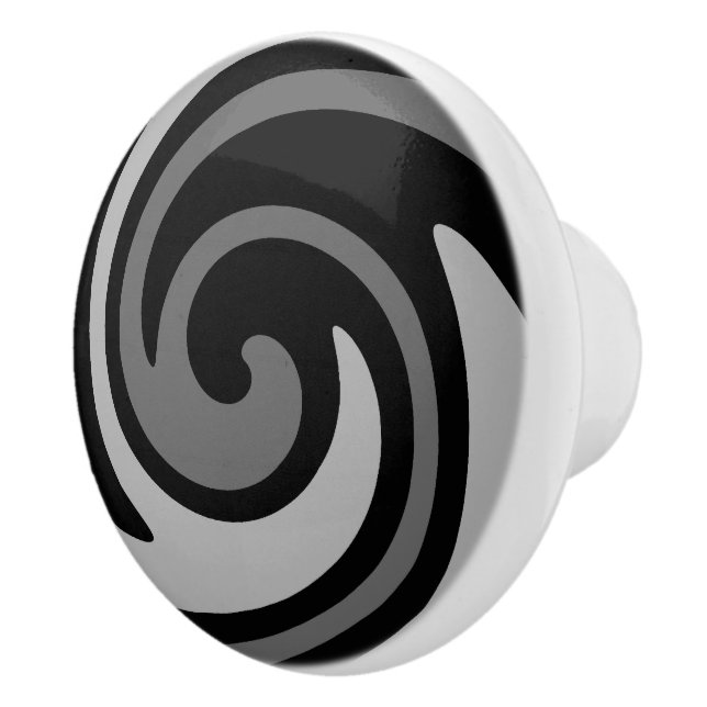 Black and grey modern abstract swirl ceramic knob (Right)