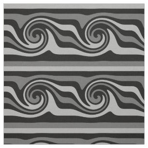 Black and grey modern abstract wave pattern fabric