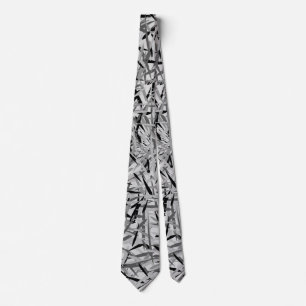 Black and Grey Modern Floral Print Tie