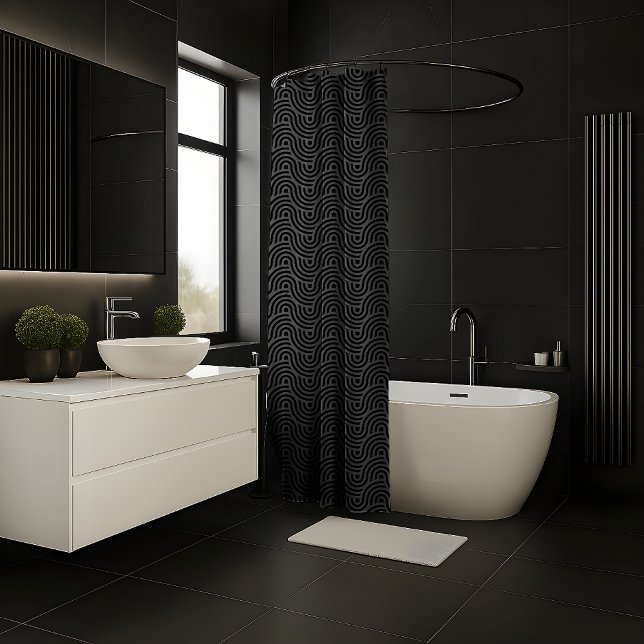 Black and Grey Modern Geometric Wavy Curved Lines (Creator Uploaded)