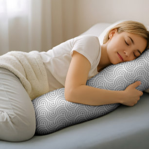 Black and Grey Modern Geometric Wavy Curved Lines Body Pillow