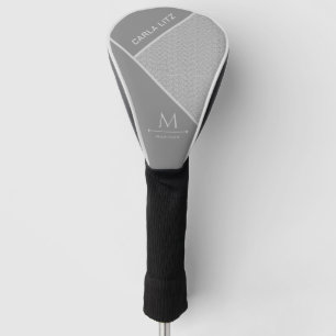 Black and Grey Modern Geometric Wavy Curved Lines Golf Head Cover