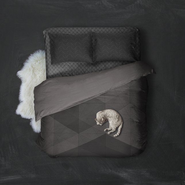 Black and Grey Modern Geometric Wavy Curved Lines Pillowcase (Creator Uploaded)