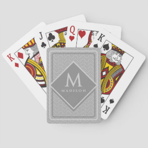 Black and Grey Modern Geometric Wavy Curved Lines Playing Cards