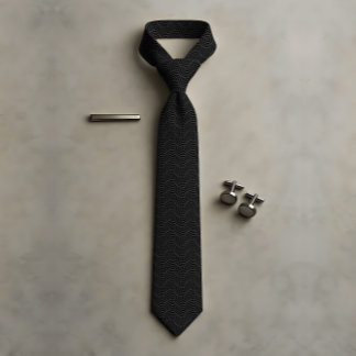 Black and Grey Modern Geometric Wavy Curved Lines Tie