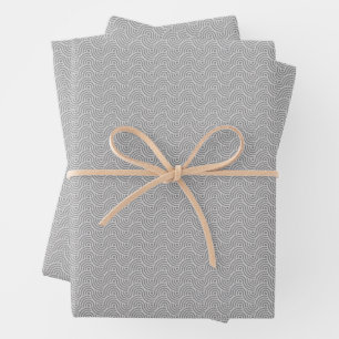 Black and Grey Modern Geometric Wavy Curved Lines Wrapping Paper Sheet