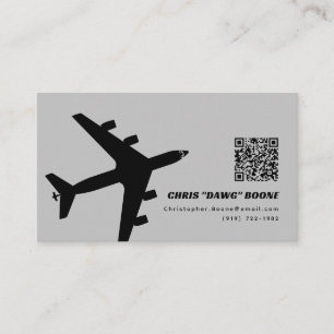 Black and Grey Modern KC-135 Aircraft Business Card