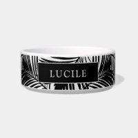 Black and Grey Modern Palm Leaf Pattern Pet Name