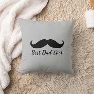 Black and Grey Moustache  Throw Pillow