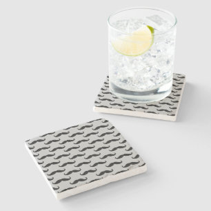Black and Grey Moustaches   Stone Coaster