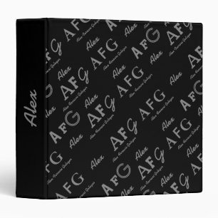 black and grey (my name) seamless pattern binder