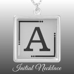 Black and grey personalized initial silver plated necklace<br><div class="desc">Personalized necklace /  pendant.
Add your initial.
Colour scheme: black and grey</div>