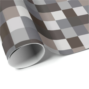 Black and Grey Pixelated Pattern Wrapping Paper