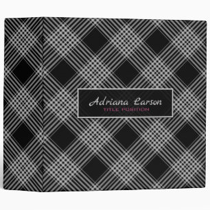 Black And Grey Plaid Binder