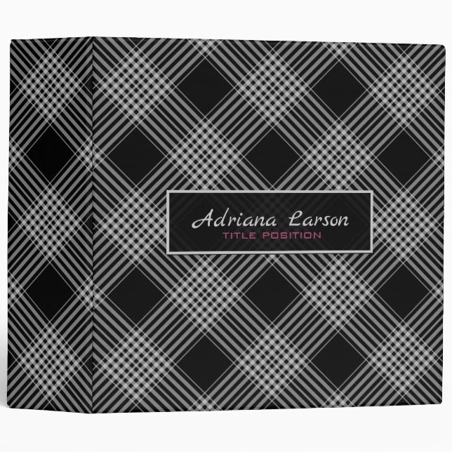 Black And Grey Plaid Binder (Front/Spine)