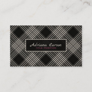 Black And Grey Plaid Pattern Business Card