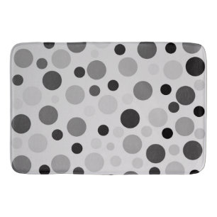 Black And Grey Polka Dots,  Bath Mat
