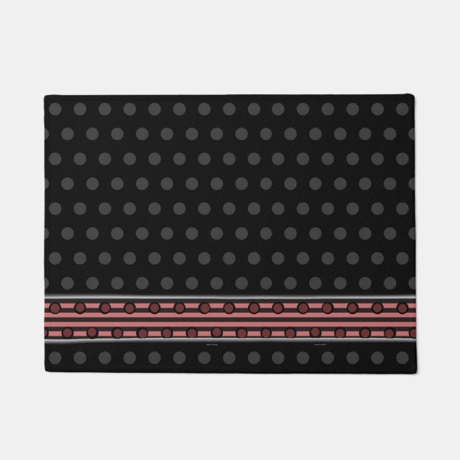 Black and Grey Polka Dots Doormat (Front)