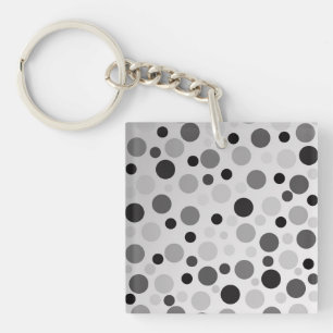 Black And Grey Polka Dots,  Keychain