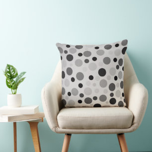 Black And Grey Polka Dots, Throw Pillow