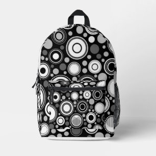 Black and Grey Printed Backpack