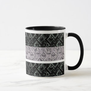 Black and grey retro pattern mug