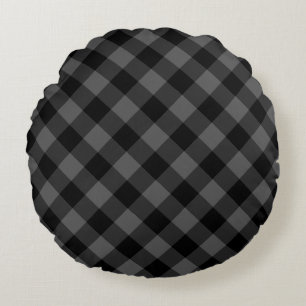 Black and Grey Round Pillow