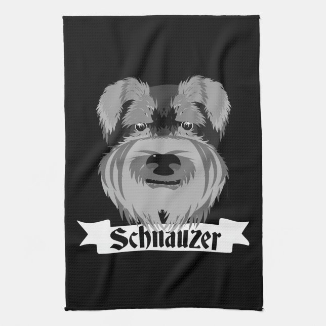 Black and Grey Schnauzer Kitchen Towel (Vertical)