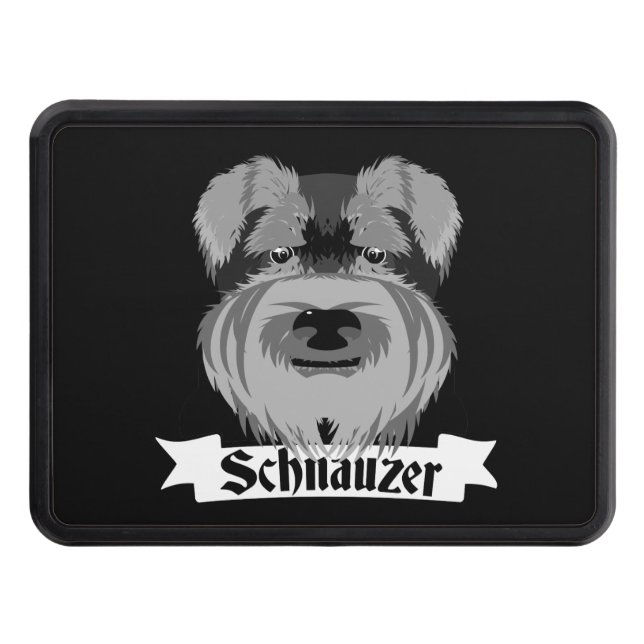 Black and Grey Schnauzer Trailer Hitch Cover (Front)