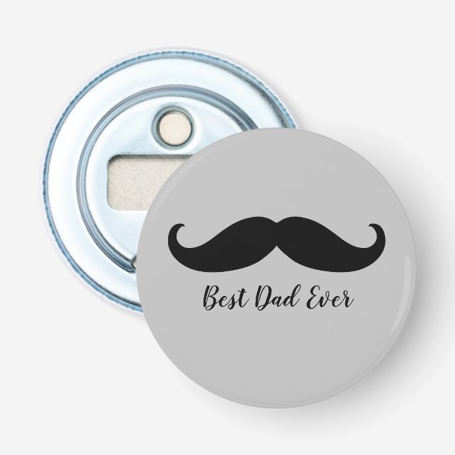 Black and Grey Silver Moustache   Bottle Opener (Front)