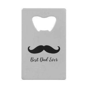 Black and Grey Silver Moustache    Credit Card Bottle Opener